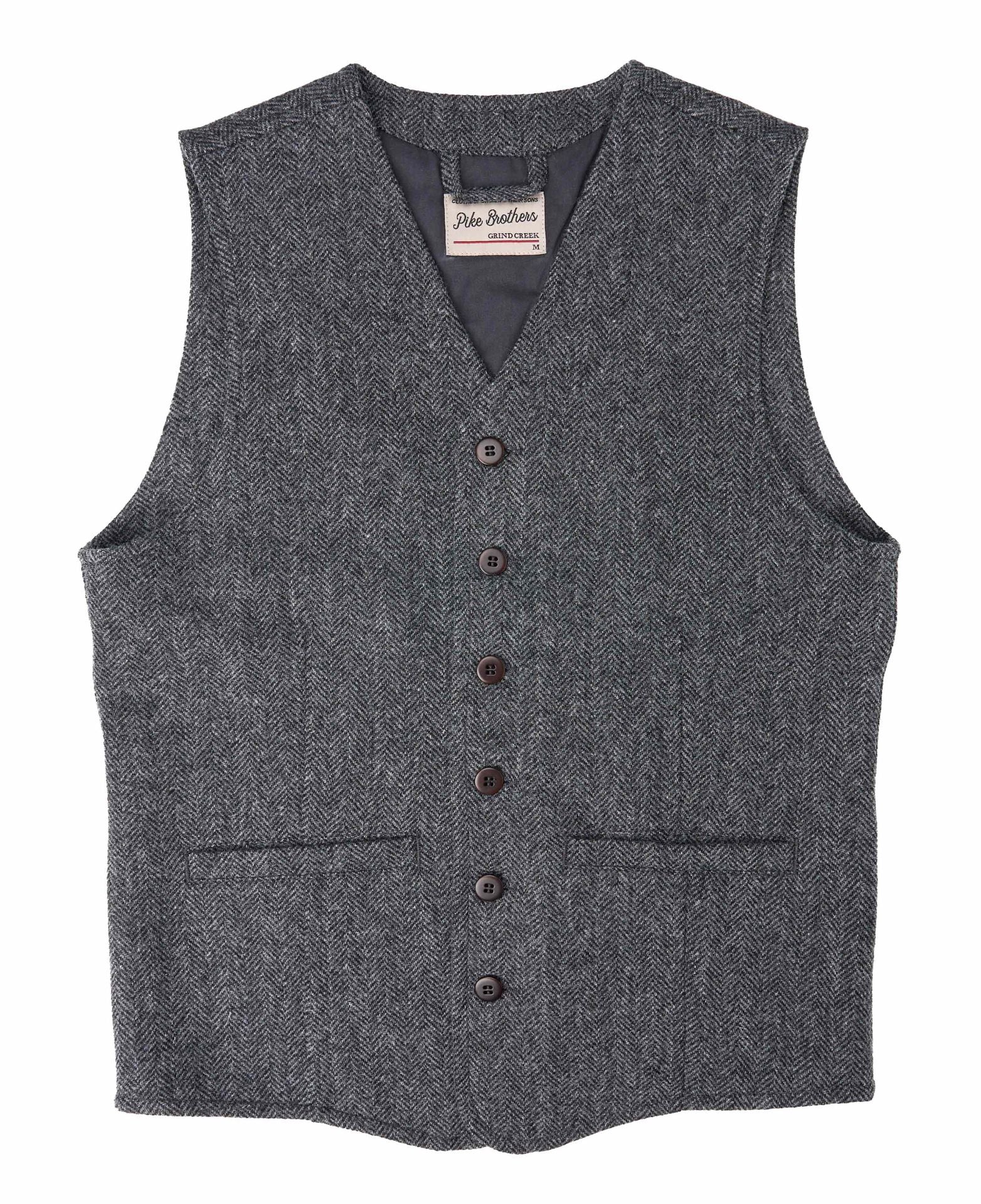 Gray tweed vest with buttons and pockets