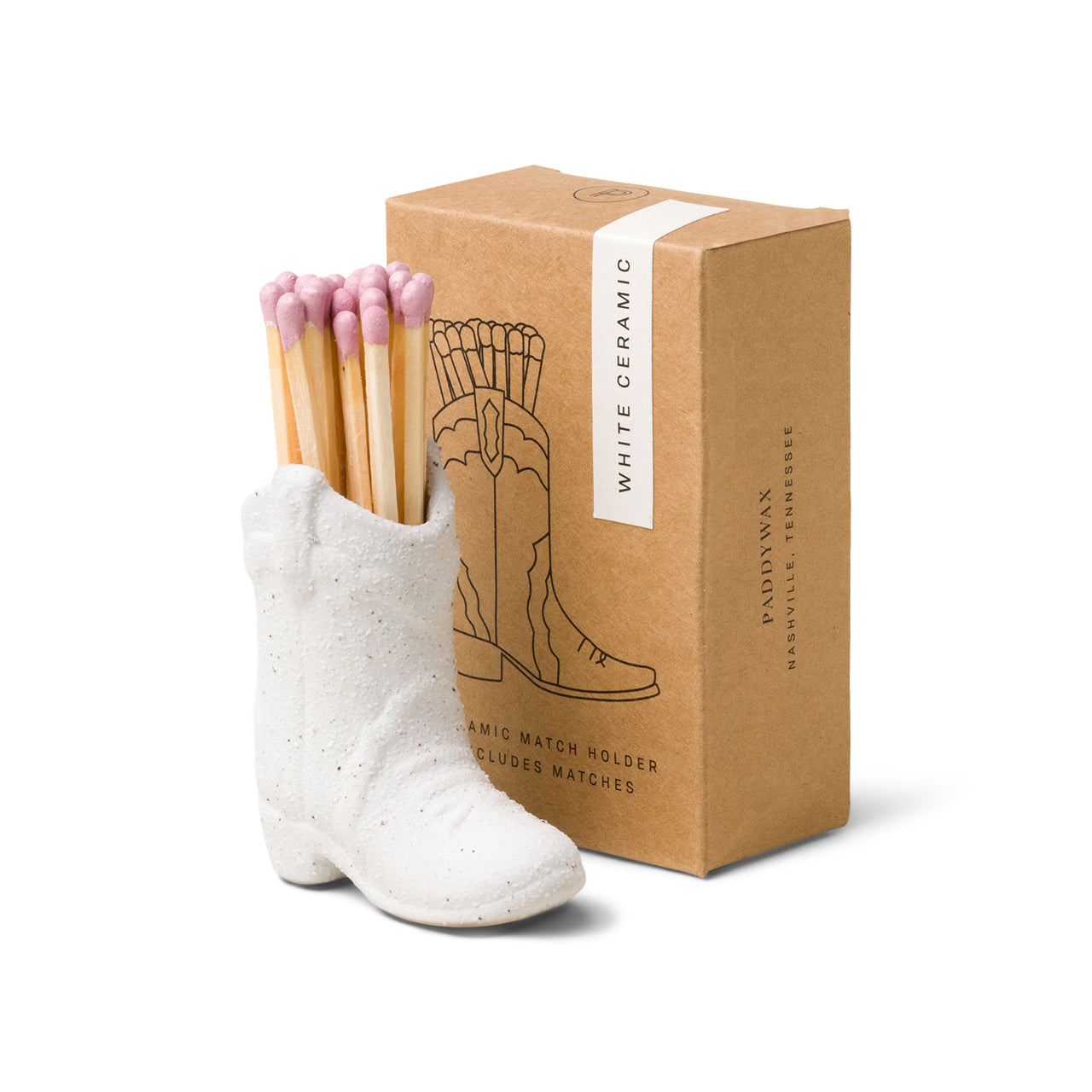 Matchsticks in Cowboy Boot, White - Paddywax