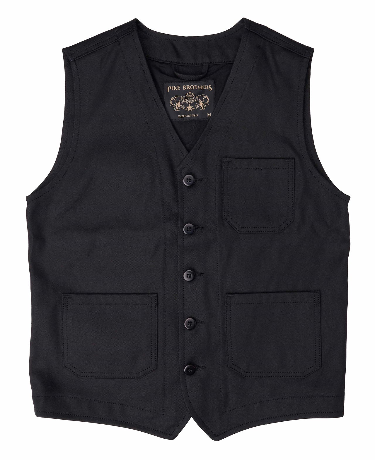 1937 Roamer Vest Elephant Skin, Black - Pike Brothers