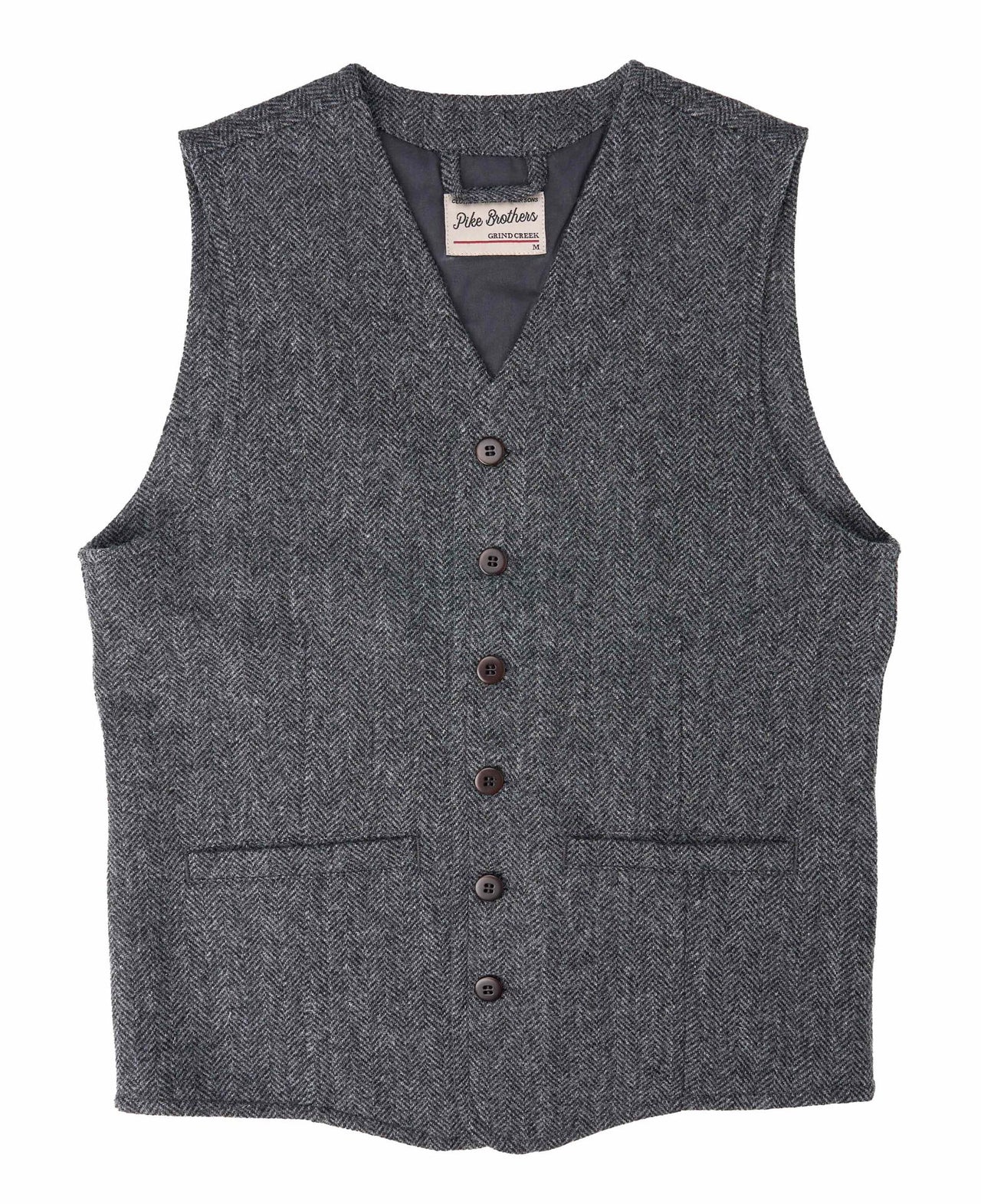Gray tweed vest with buttons and pockets