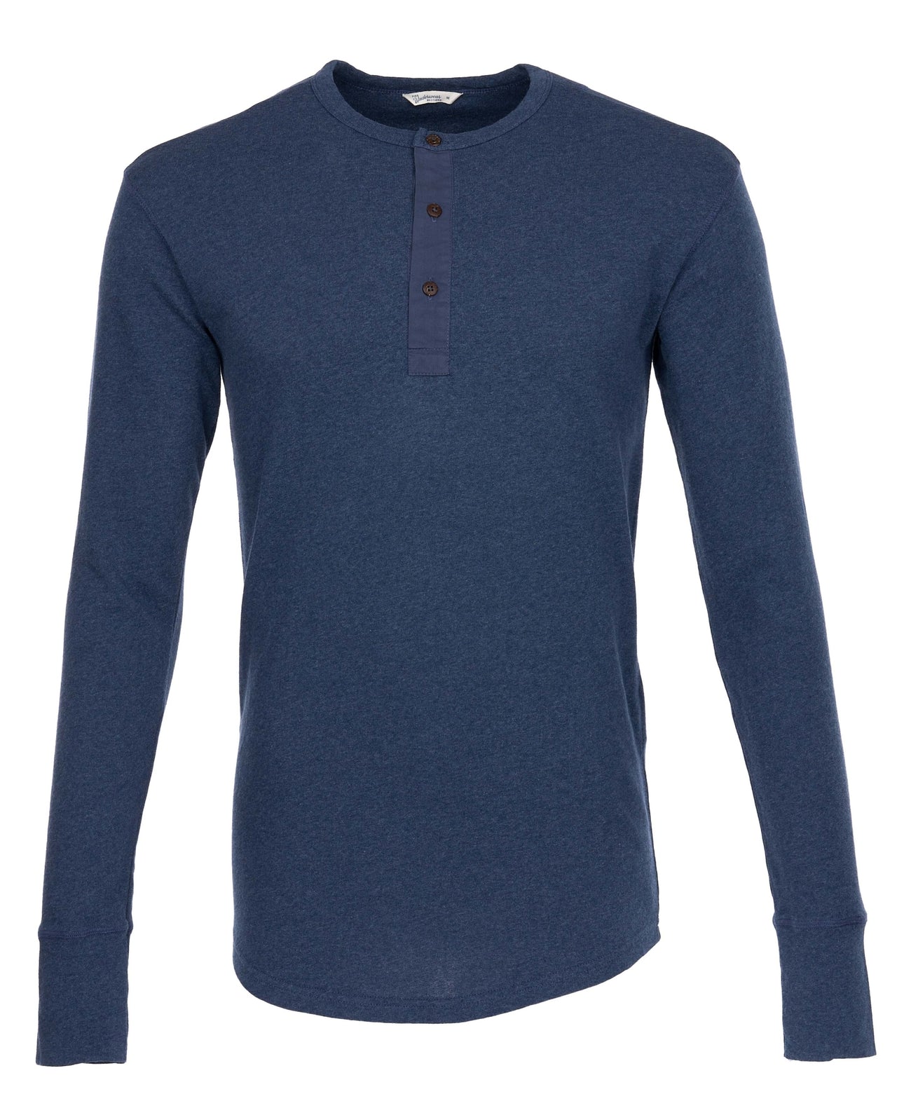 1927 Henley Shirt Long Sleeve, Indigo melange - Pike Brothers