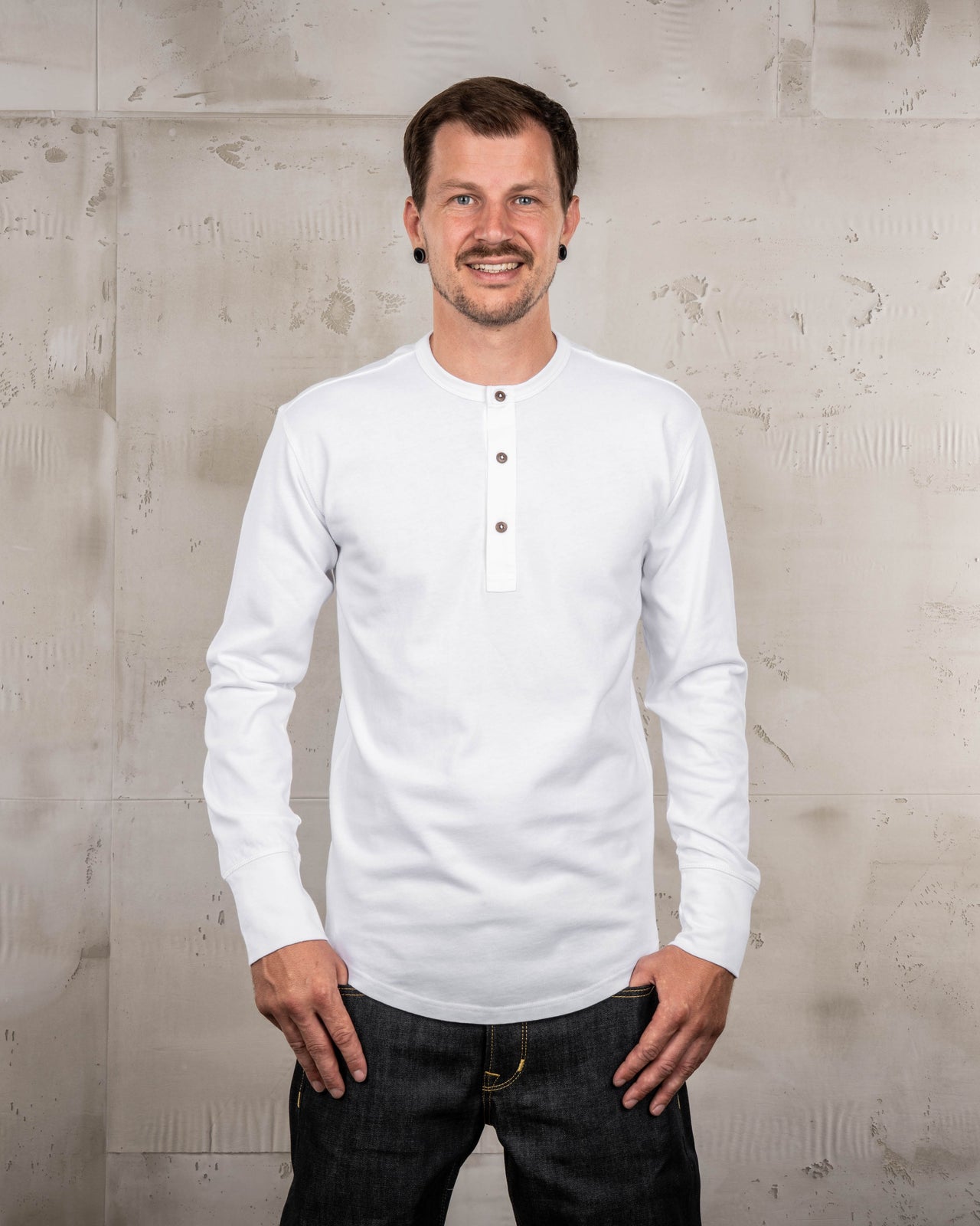 1927 Henley Shirt Long Sleeve Pure White - Pike Brothers