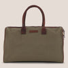 Travel Bag, Leather & Canvas, Green/Brandy - Velorbis