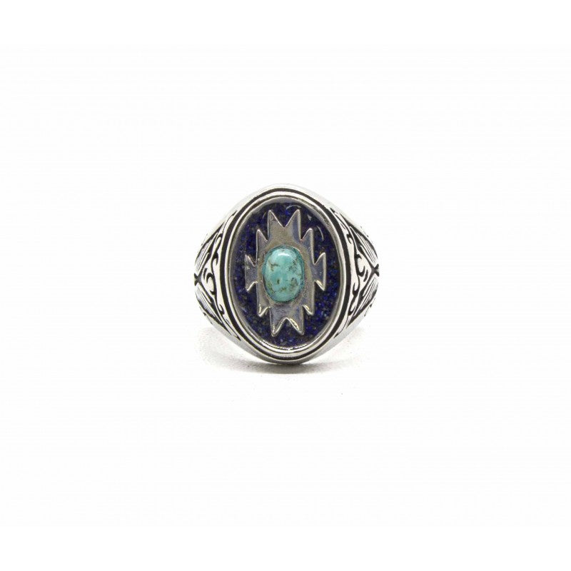 Lapis Lazuli sand and Turquoise ring - Black Pearl Creations