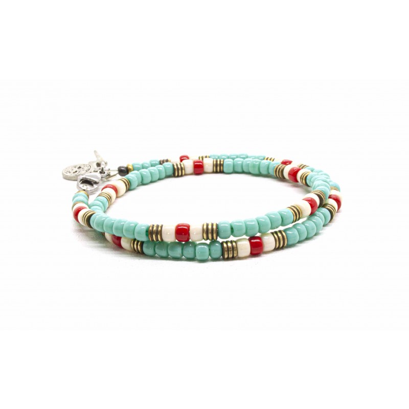 Matubo Double Bracelet Turquoise Blue - Black Pearl Creations