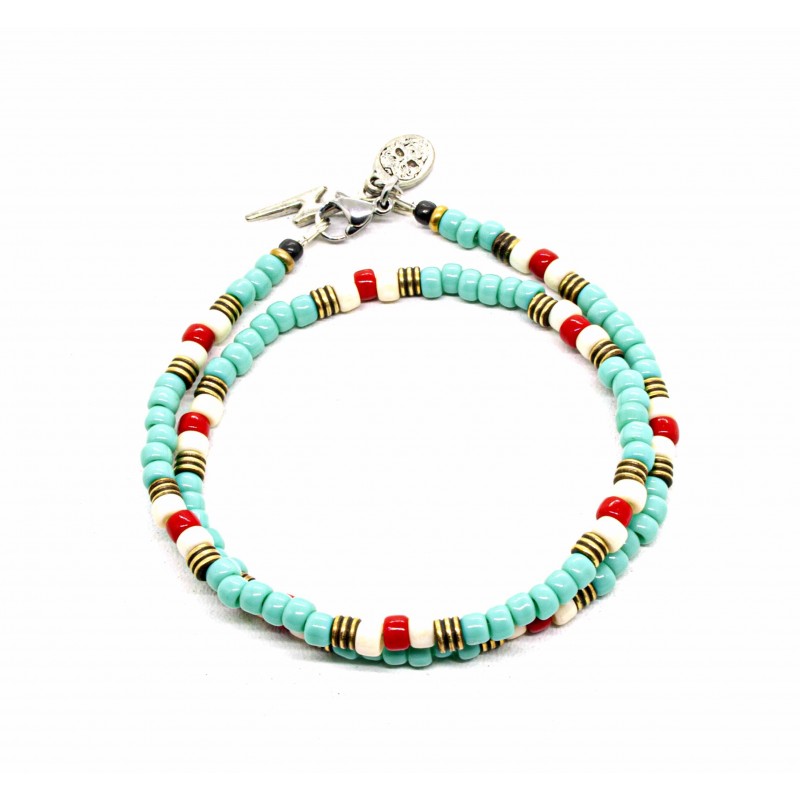 Matubo Double Bracelet Turquoise Blue - Black Pearl Creations