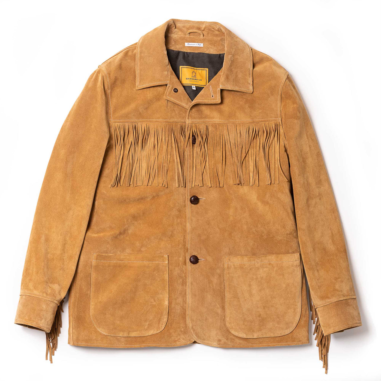 “Enzo” Fringe Sabbia Suede Car Coat - Shangri La
