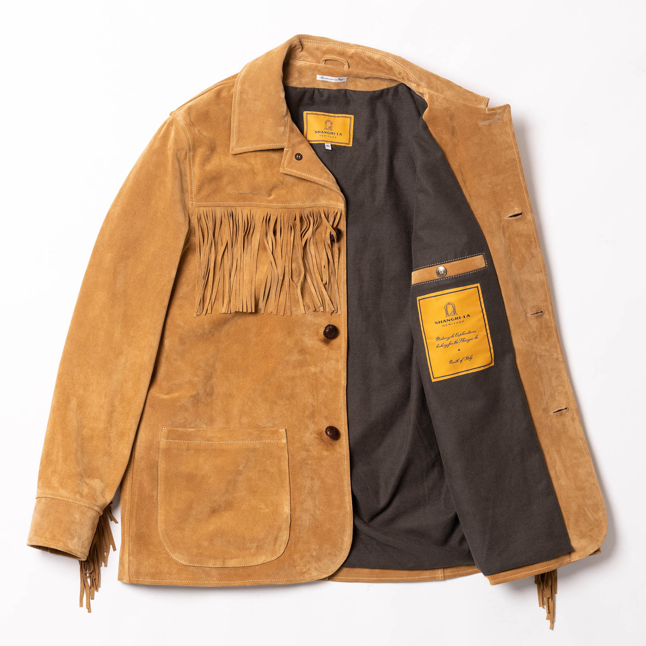“Enzo” Fringe Sabbia Suede Car Coat - Shangri La