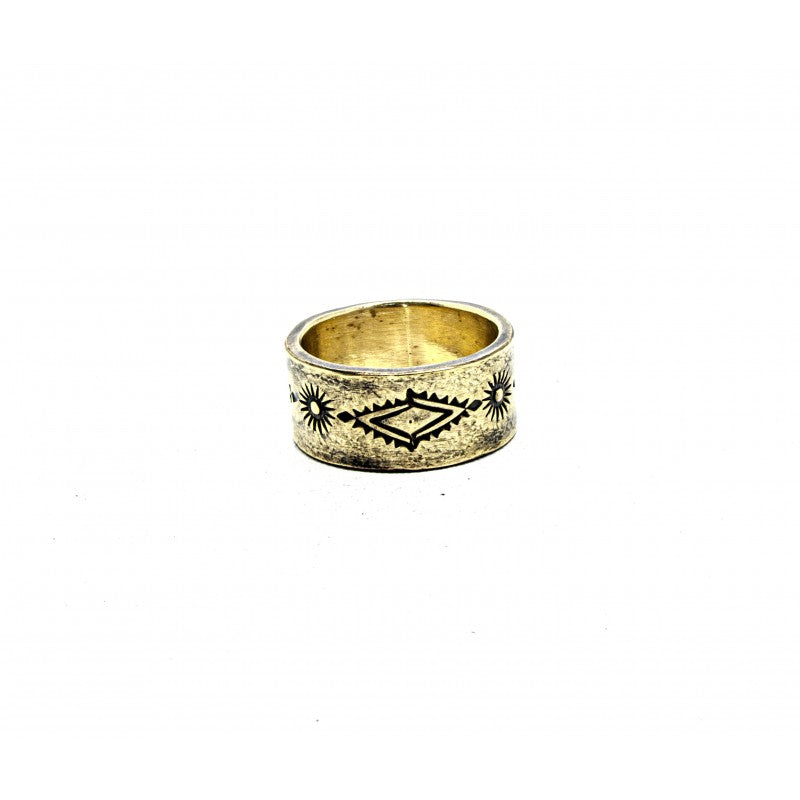 Solid Brass Native Style Ring - Black Pearl Creations