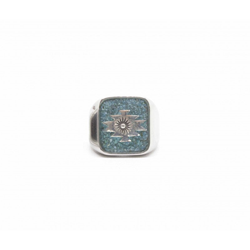 Southwestern Square Ring Turquoise Sand - Black Pearl Creations