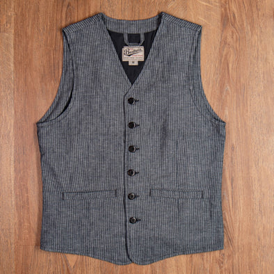 1905 Hauler Vest Grey Striped Linen - Pike Brothers