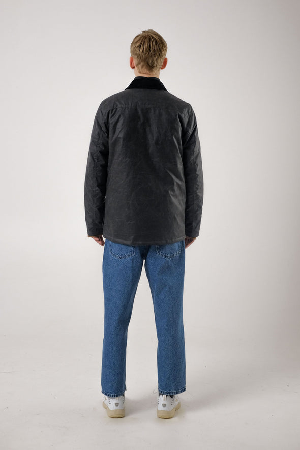 Curtis Wax Jacket, Grey - Brixtol Textiles