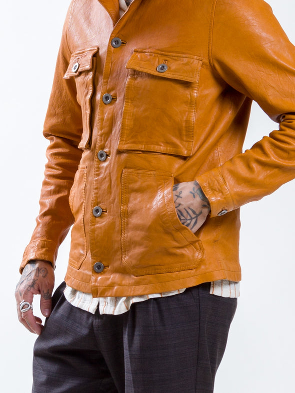 Jean Leather Jacket Mustard - Uncle Bright