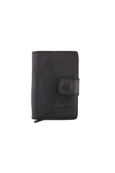 Leather Card Holder, Black - Bear