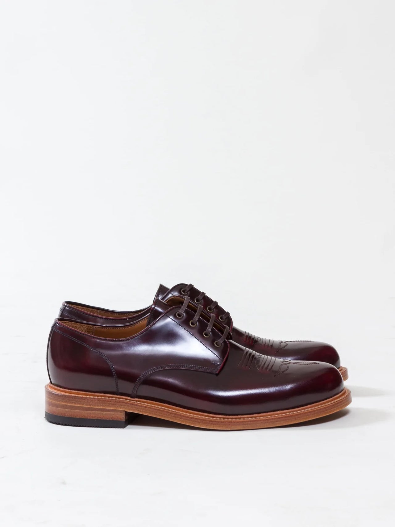 Western Derby Burgundy High Shine - Bright Shoemakers