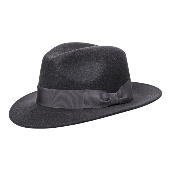 Grey wool top fedora hat